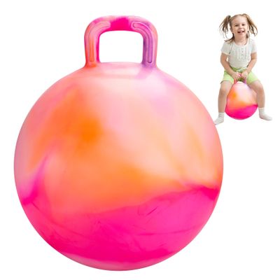 INPODAK Hopper Ball, 22 Inch Bouncy Ball with Handle for Kids, Hippity Hop Jumping Bounce Hopping Toy for Boys Girls Ages 7-12 with Pump and Gift Box Great Gift for Birthday Holiday (Orange)
