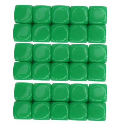 30PCS 16MM Dice Set, Plastic Rounded 6 Sided Dice Cubes, DIY Sticker Math Teaching Tool, Outstanding for Game Party Fun and Craft Making (Green)