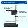 Adjustable Aluminum Microscope Stand, Dual Ring Camera Bracket for Lab and Industrial Use, 1.97In/1.57In Lens Options view 2