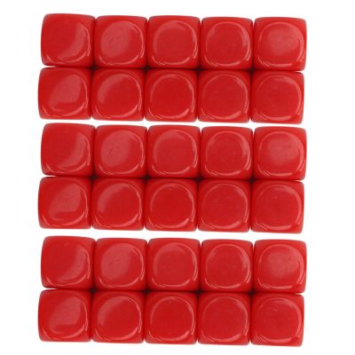 30PCS 16MM Dice Set, Plastic Rounded 6 Sided Dice Cubes, DIY Sticker Math Teaching Tool, Outstanding for Game Party Fun and Craft Making (Red)