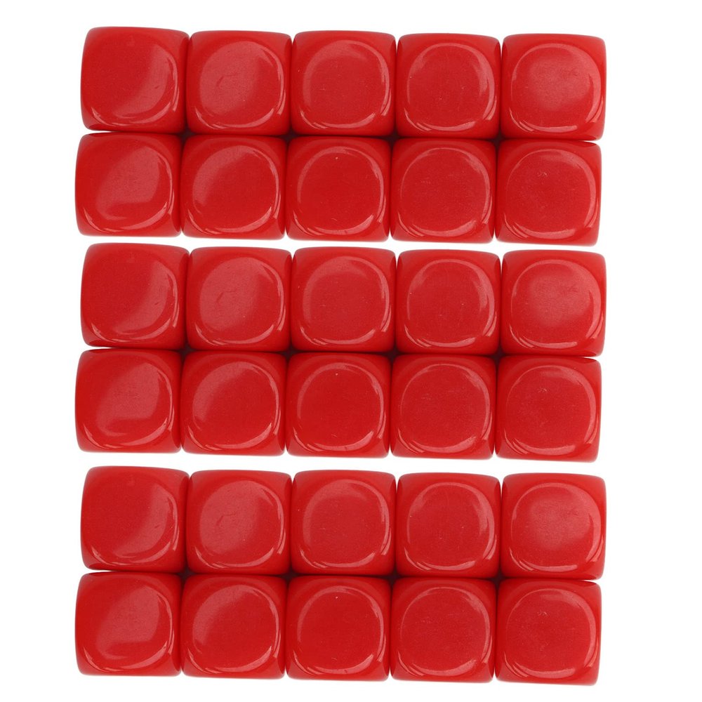 30PCS 16MM Dice Set, Plastic Rounded 6 Sided Dice Cubes, DIY Sticker Math Teaching Tool, Outstanding for Game Party Fun and Craft Making (Red)