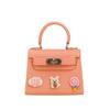 Peachy Pink Mini Kids Purse  Glossy Trapezoid Handbag with Fun Bear & Candy Charms view 1