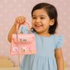 Peachy Pink Mini Kids Purse  Glossy Trapezoid Handbag with Fun Bear & Candy Charms view 2