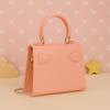 Peachy Pink Mini Kids Purse  Glossy Trapezoid Handbag with Fun Bear & Candy Charms view 4