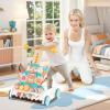 HONEY JOY Baby Push Walker, Wooden Infant Walker Activity Center w/Adjustable Handle, Develop Motor Skills & Creativity, Push Toys for Babies Learning to Walk, First Birthday Gift for Boys and Girls view 2