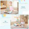 HONEY JOY Baby Push Walker, Wooden Infant Walker Activity Center w/Adjustable Handle, Develop Motor Skills & Creativity, Push Toys for Babies Learning to Walk, First Birthday Gift for Boys and Girls view 4