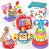4 in 1 Baby Toys for 6-12 Months, Infant Sensory & Stacking for 1 Year Old, Dinosaur Busy Cube Toys for Babies 6-9-12 Months, Piano Xylophone Musical Travel Toy, Christmas Birthday Gifts for Toddler view 1