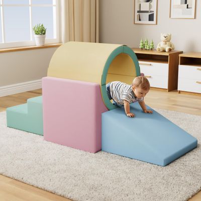 Betterhood Climbing Blocks - Kids Soft Foam Activity Playset - Toddler Couch Climber Gymnastics Equipment for Crawling and Sliding at Home, Preschool, Pink