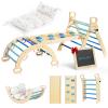 BlueWood Pikler Triangle Set with Cushion, 8-in-1 Foldable Wooden Toddler Climbing Toys Indoor Playground Jungle Gym Montessori Philosophy Climber for 2-6 Years Old, Baby, Kids (Sky Blue) view 1