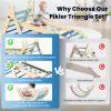 BlueWood Pikler Triangle Set with Cushion, 8-in-1 Foldable Wooden Toddler Climbing Toys Indoor Playground Jungle Gym Montessori Philosophy Climber for 2-6 Years Old, Baby, Kids (Sky Blue) view 4