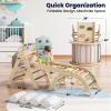BlueWood Pikler Triangle Set with Cushion, 8-in-1 Foldable Wooden Toddler Climbing Toys Indoor Playground Jungle Gym Montessori Philosophy Climber for 2-6 Years Old, Baby, Kids (Mauve Pink) view 2