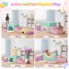 MU Soft Climbing Toys for Toddlers, 7-Piece Baby Soft Foam Climbing Blocks, PU Leather Gym Climb and Crawl Activity Play Set, Indoor Climbing Toys for Kids and Children, Pink view 3