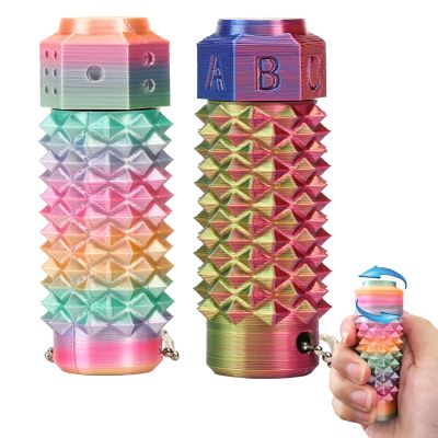 2Pcs Little Ouchies Fidget, Rotating Spiky Grippie Stim Keychain for Anxiety Relief, Portable Stim Tool, 3D Printed Pain Stim Fidget, Pocket Mini Fidget Toy for Adults Novelty Gifts for Friends