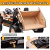 POSTACK 24 Volt Ride on Car with Remote Control, Ride on Construction Vehicle 4 Powerful Motors,20" Spacious 2 Seater Ride On Toddler Car Side by Side with Electric Dump Bed, Khaki view 2