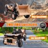 POSTACK 24 Volt Ride on Car with Remote Control, Ride on Construction Vehicle 4 Powerful Motors,20" Spacious 2 Seater Ride On Toddler Car Side by Side with Electric Dump Bed, Khaki view 4