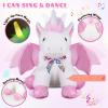 Humor Ted Happy Birthday Gifts Unicorn Plush Toy The Cormers Glowing Singing Happy Birthday Song,Unicorn Stuffed Animal with Moving Wings,Party Gift for Toddlers Boys Girls Kids, 11" Pink view 2