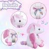Humor Ted Happy Birthday Gifts Unicorn Plush Toy The Cormers Glowing Singing Happy Birthday Song,Unicorn Stuffed Animal with Moving Wings,Party Gift for Toddlers Boys Girls Kids, 11" Pink view 3