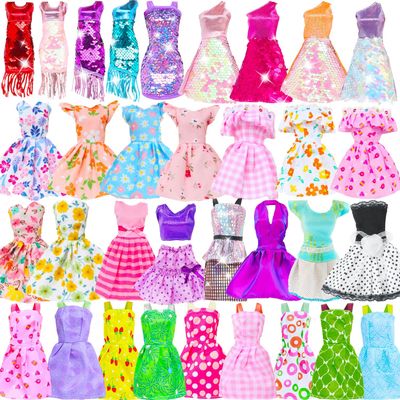QBPKQY 10 Sets Doll Clothes Fashion Floral Dresses Short Sequined Clothing Slip Dresses Skirt Casual Outfits for 11.5 inch Girl Dolls (NO Doll)