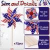 12 Pack 4th of July Decorations Outdoor Pinwheels, Patriotic Decor Red White and Blue Decorations Wind Spinner for Yard Garden,Independence Day, Memorial Day, Veteran's Day view 2