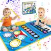 Baby Toys for 1 Year Old Boy Girl, 2 in 1 Musical Piano & Drum Mat for Toddlers 1-3, Early Education Baby Piano Mat Learning Floor Toy 12-18 Months, Christmas Birthday Gift for 1 2 3 Year Old Girl Boy view 1