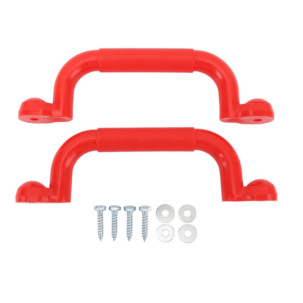 1 Pair Safety Handles, Colorful Playground Safety Handles Versatile Playset Hand Grips Swing Set Accessories for Jungle Gym Playhouse (Red)