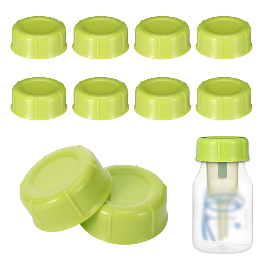 10Pcs Narrow Bottle Caps Compatible with Dr Brown's, for Medela, for Ameda, Storage Travel Caps Replacement for Dr Brown, Leak Proof Lids with Sealing Gasket, Fits Narrow Neck Bottles(Green)
