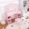 dainslef Kids Vanity Set with Mirror & Drawers - Girls Pretend Play Makeup Table with Wooden Toys, Stool & Storage | CPSIA Certified for Ages 3-9 view 1