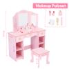 dainslef Kids Vanity Set with Mirror & Drawers - Girls Pretend Play Makeup Table with Wooden Toys, Stool & Storage | CPSIA Certified for Ages 3-9 view 2