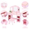 dainslef Kids Vanity Set with Mirror & Drawers - Girls Pretend Play Makeup Table with Wooden Toys, Stool & Storage | CPSIA Certified for Ages 3-9 view 3