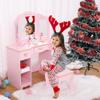 dainslef Kids Vanity Set with Mirror & Drawers - Girls Pretend Play Makeup Table with Wooden Toys, Stool & Storage | CPSIA Certified for Ages 3-9 view 4