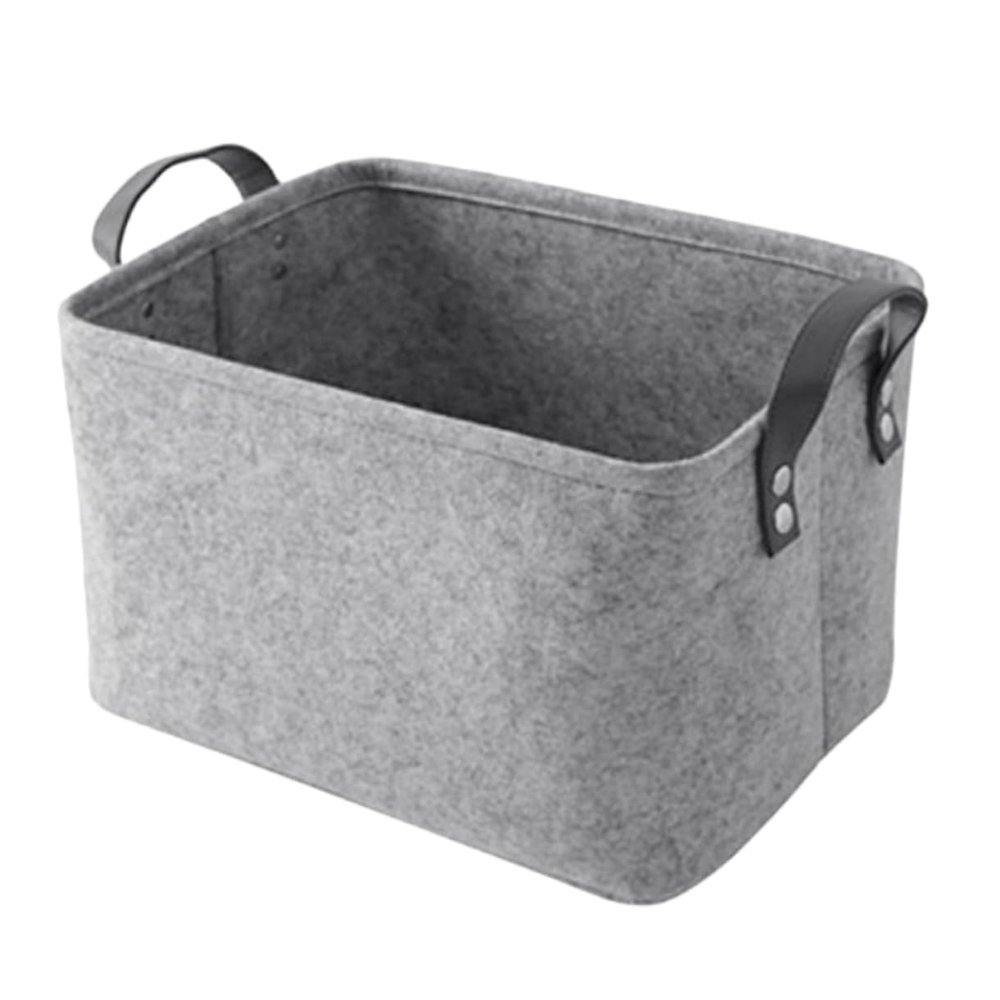 DECHOUS Felt Storage Basket for Household Organization Portable Grey Nonwovens Sundry Basket Handles for Home Use Versatile Desktop Organizer for Toys and Miscellaneous Items
