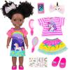 Ecore Fun 14 Inch Black Doll with Black Baby Doll Clothes Accessories  Including Dress, Top, Skirt, Shoes, Comb, Mirror, Hairclip, Phone & Stickers - African Realistic Silicone Girl Dolls for Girls view 1