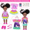 Ecore Fun 14 Inch Black Doll with Black Baby Doll Clothes Accessories  Including Dress, Top, Skirt, Shoes, Comb, Mirror, Hairclip, Phone & Stickers - African Realistic Silicone Girl Dolls for Girls view 2