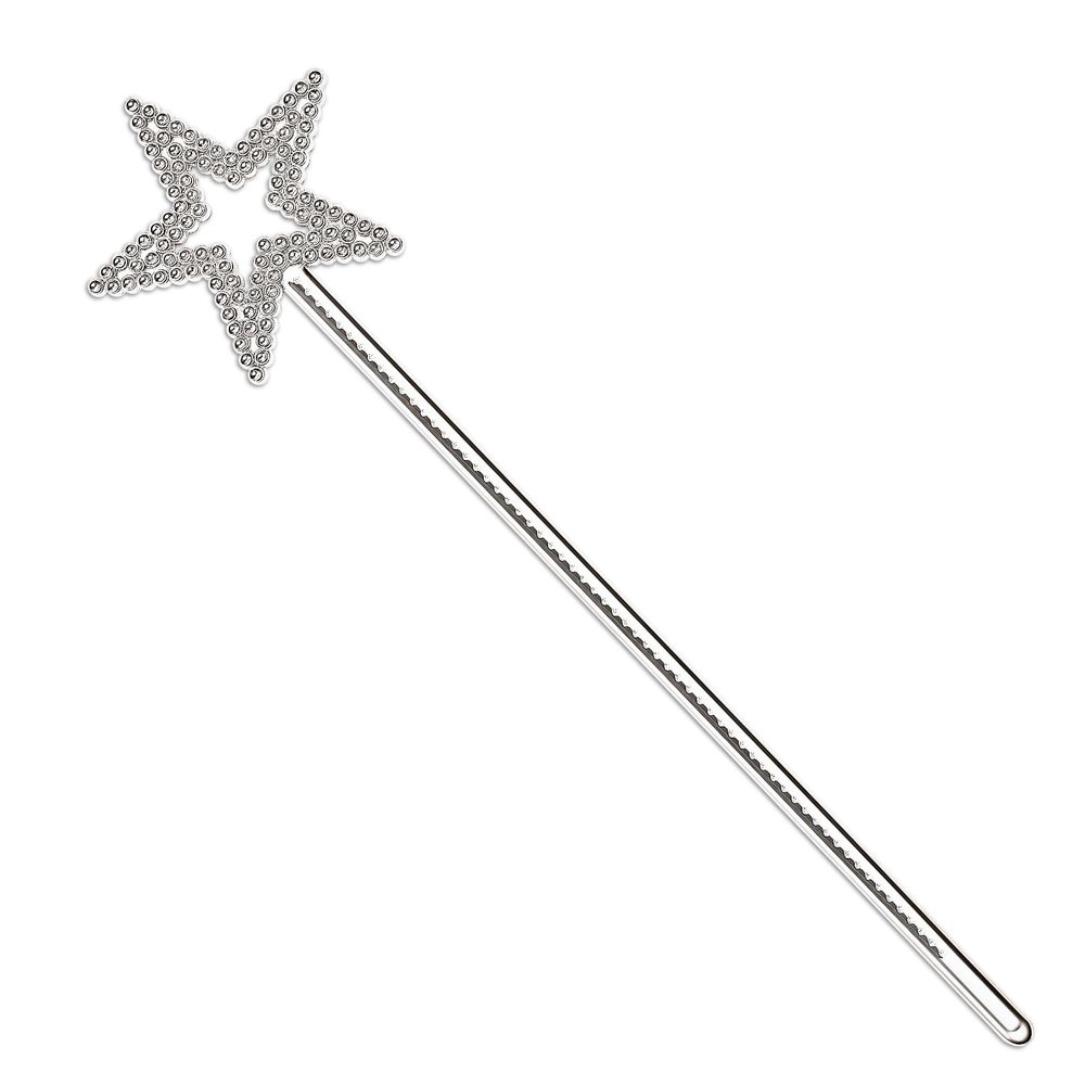 BIBUTY 13 Inches Fairy Wand Silver Star Wand, Magic Sticks Princess Angel Role Play Costume Accessories for Halloween Birthday Party Cosplay (Silver)