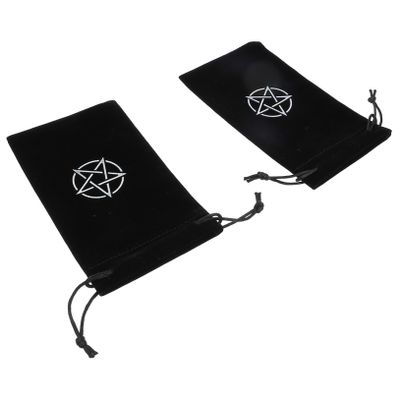 Abaodam 2pcs Pentacle Pattern Tarot Storage Bag Lint Washable Drawstring Organizer