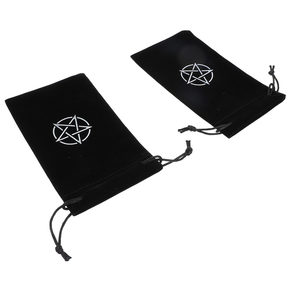 Abaodam 2pcs Pentacle Pattern Tarot Storage Bag Lint Washable Drawstring Organizer