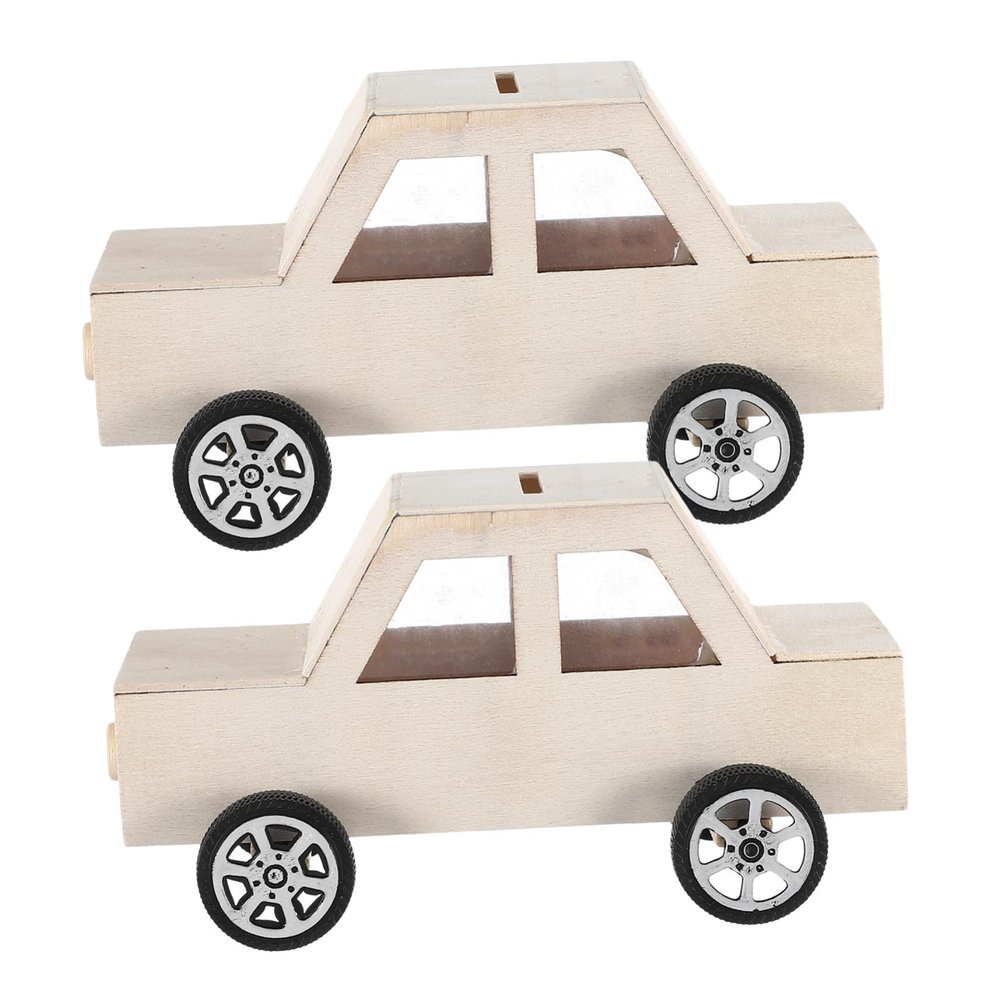 Abaodam 2pcs DIY Wooden Car Piggy Bank Kit Unfinished Coin Jar Craft for Boys and Girls Money Storage Box