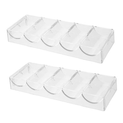 Gogogmee 2pcs Clear Acrylic Poker Chip Trays Capacity Organizers for Home Parties Transparent Storage Cases for Efficient Chip Management and Visibility