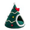 Christmas Tree Shaped Pet House with Removable Cushion Dog House Cozy Puppy Bed Cave Dog Tent Winter Warm Pet view 1