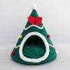 Christmas Tree Shaped Pet House with Removable Cushion Dog House Cozy Puppy Bed Cave Dog Tent Winter Warm Pet view 2