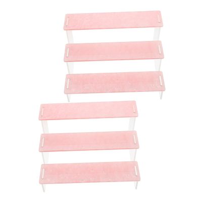 Cabilock 2pcs Acrylic Handicraft Storage Shelf Multi-layer Display Rack for Figurines and Collectibles Modern Design Tiered Stand Water Wave Pattern