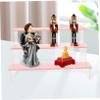 Cabilock 2pcs Acrylic Handicraft Storage Shelf Multi-layer Display Rack for Figurines and Collectibles Modern Design Tiered Stand Water Wave Pattern view 2