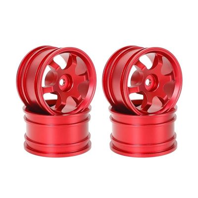4pcs 42mm 1/10 RC On-Road Drift Racing Car Metal Rim Hubs Compatible with M03 M04 M05 M06 M07 MB-01 XM-01 Upgrade Parts(Red)