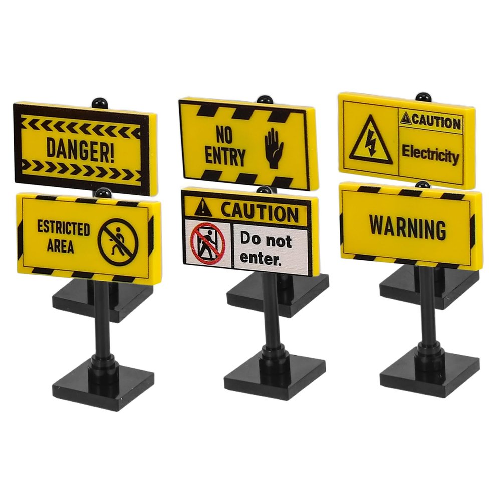 BESTonZON 6pcs Miniature Traffic Warning Signs for Boy Girl Educational Playset for Creative Traffic Scenarios and Learning Models