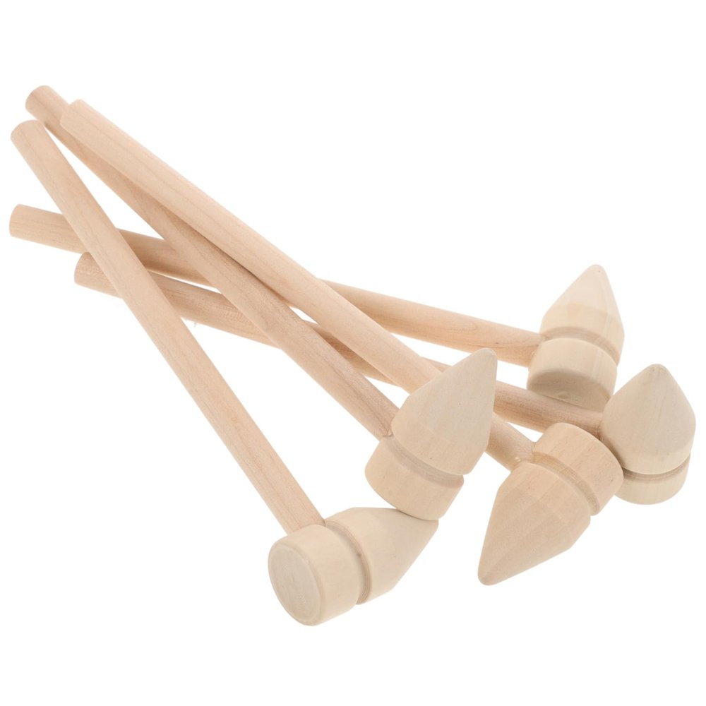 DIYEAH 5pcs Mini Wooden Hammers Small Toy Mallets for Boys and Girls for Pounding Building Blocks and Hand Training Activities Safe and Lightweight Design