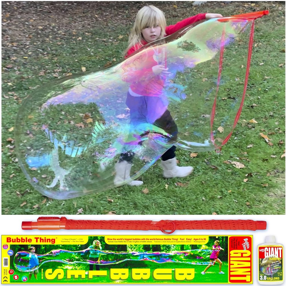 BUBBLETHING Giant Bubbles Wand | Our Original Big Bubbles Wand Improved | Bubbles 30-Feet Long and More | Includes Bubbles Mix to Make 3.0 Gallons Bubble Solution | Easy Safe Outdoor Family Fun
