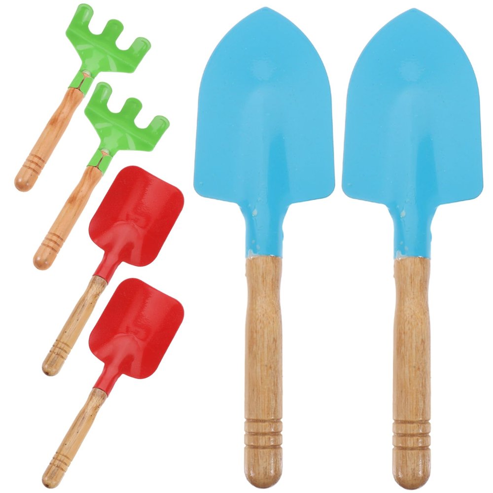 CIYODO 3-Piece Children's Beach Shovel Set Garden Tools for Kids Toddler Gardening Supplies Wood Iron Random Color