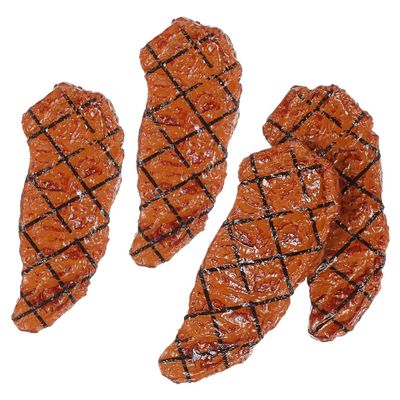 Toddmomy 4pcs Realistic Fake Steak Models: Mini Fake Cooked Roast Beef Meat Model Decor for Home Kitchen for Cooking Play and Photography Props