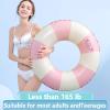 30 inch Inflatable Pool Floats for Adults- 2 Pack Blue Pink Striped Floaties Pool Tubes Swim Rings with Handles Inflatable Pool Float for Swimming Pool Party Lake Beach Adults (Blue and Pink, 90) view 4