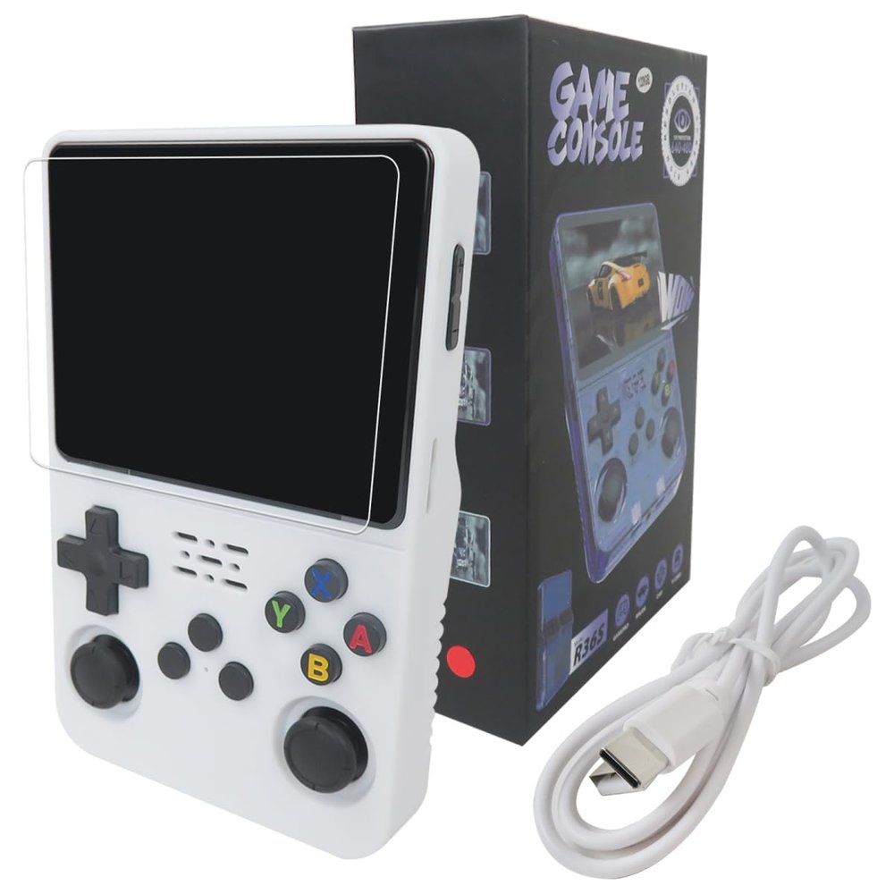 DEARCOOL New R36S Retro Handheld Video Game Console Linux System 3.5 Inch IPS Screen Portable Pocket Video Player 128GB Games, 21 Emulator (White )